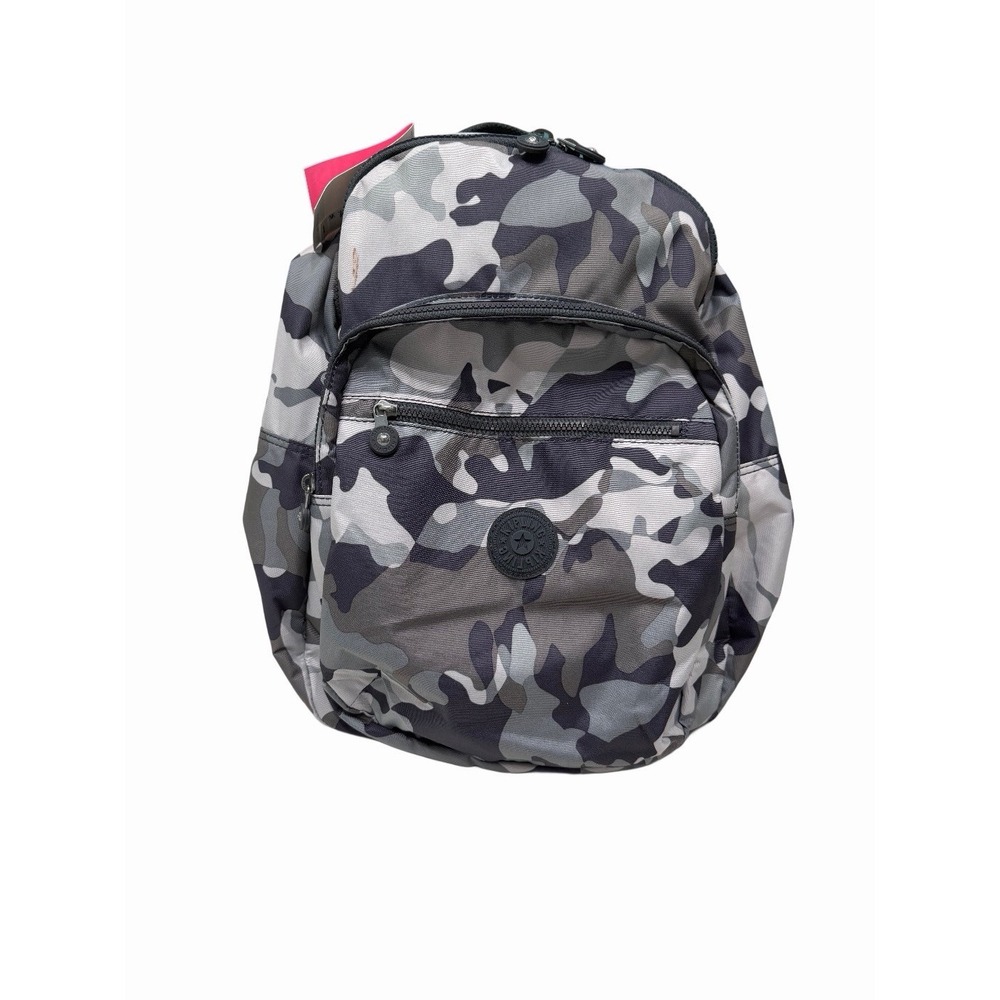 Kipling School Backpack Cool Camo Gray Camouflage Adjustable Strap NWT